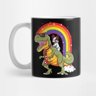 Dog Riding Dinosaur T-Rex Dino Rat Terrier Tie Sunglasses Mug